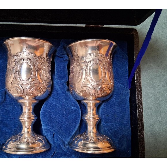 Vintage FB Rogers Silver Plate Goblet Set in Case - Picture 2 of 7